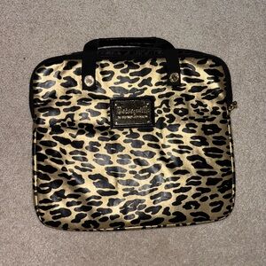Betsey Johnson Gold and Black Leopard Laptop Bag